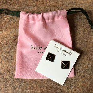 Brand New, Unworn Kate Spade Black with 14K Gold Fill Stud Earrings